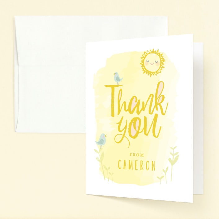 "Little Sunshine" - Children's Birthday Party Thank You Cards in Daffodil by Karidy Walker - Front