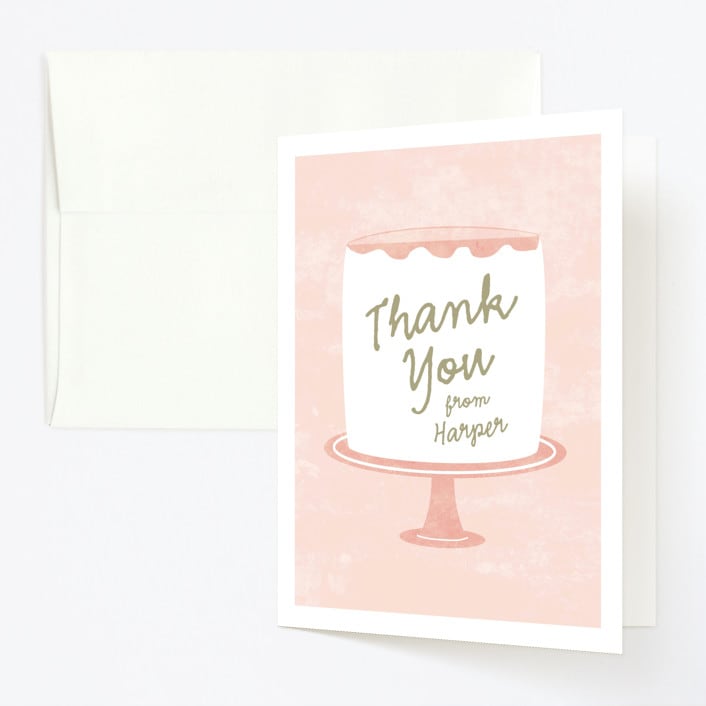 "Frosting" - Children's Birthday Party Thank You Cards in Cotton Candy by Sarah Brown - Front
