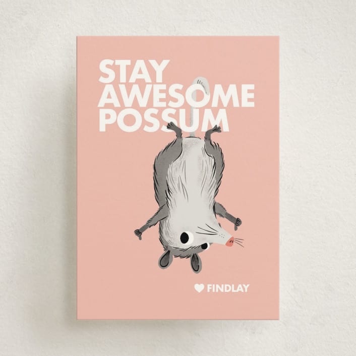 "Awesome Possum" - Classroom Valentines in Rose by mo kelley - Front