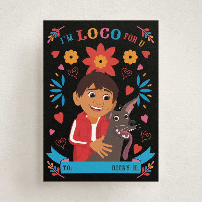 "Miguel and Dante from Disney and Pixar's Coco" - Classroom Valentines in Midnight by Becky Nimoy - Front