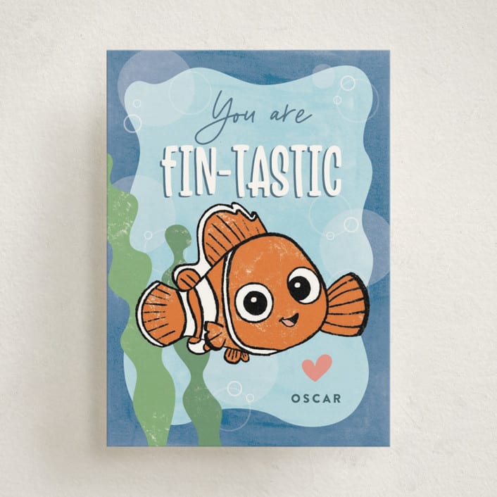 "Disney and Pixar's Finding Nemo Fin-tastic" - Classroom Valentines in Ocean by Pixel and Hank - Front