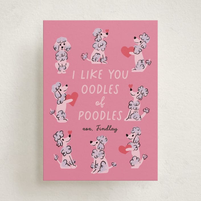 "Oodles of Poodles" - Classroom Valentines in Pinky by mo kelley - Front
