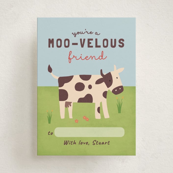 "Moo-velous friend" - Classroom Valentines in Brown Cow by Sherley Ferreira - Front