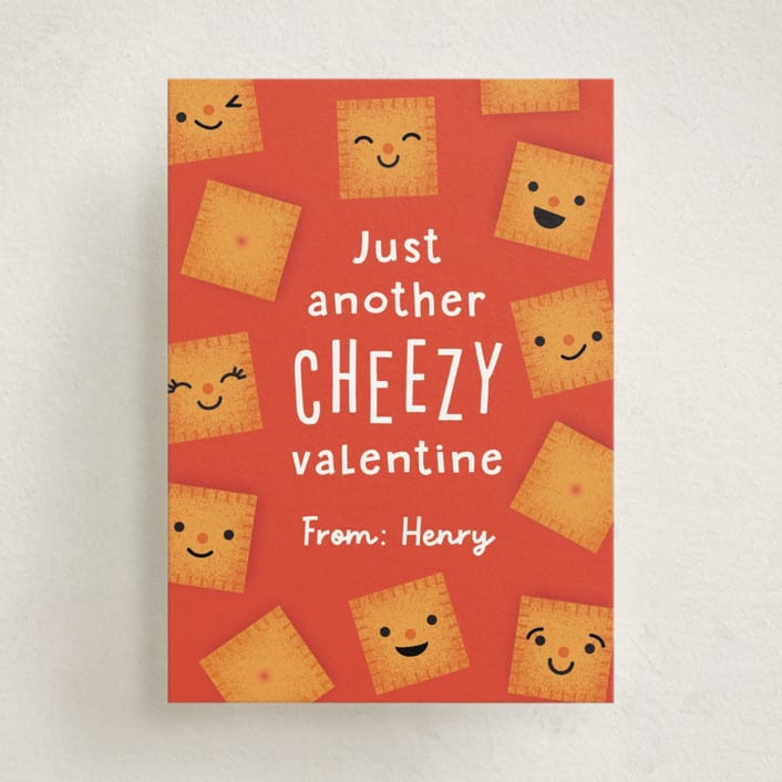 "Cheezy" - Classroom Valentines in Peach by Annie Holmquist - Front