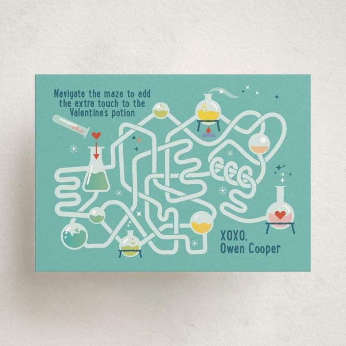 "lab game" - Classroom Valentines in Aqua by Leia Matt - Front