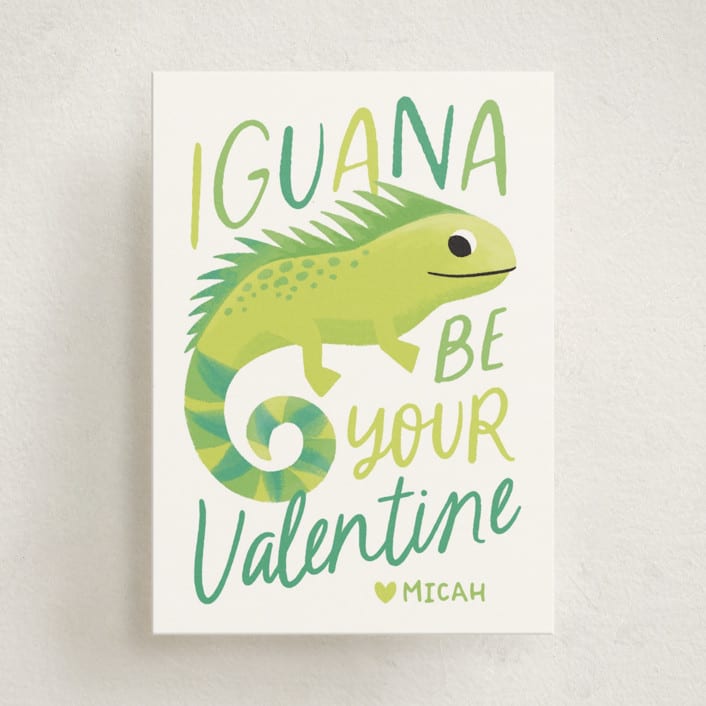 "Iguana Love" - Classroom Valentines in Grass by Jessie Steury - Front