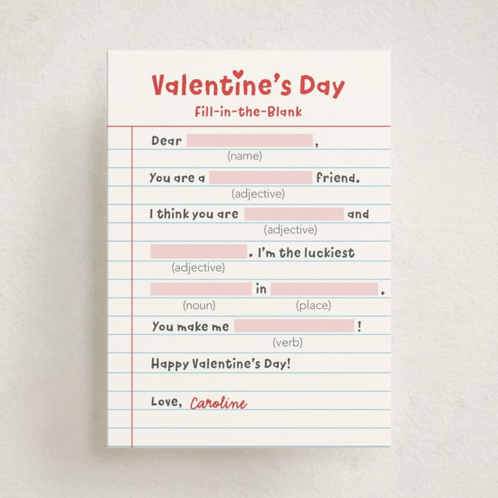 "Valentine Mad Libs" - Classroom Valentines in Cherry by Shirley Lin Schneider - Front