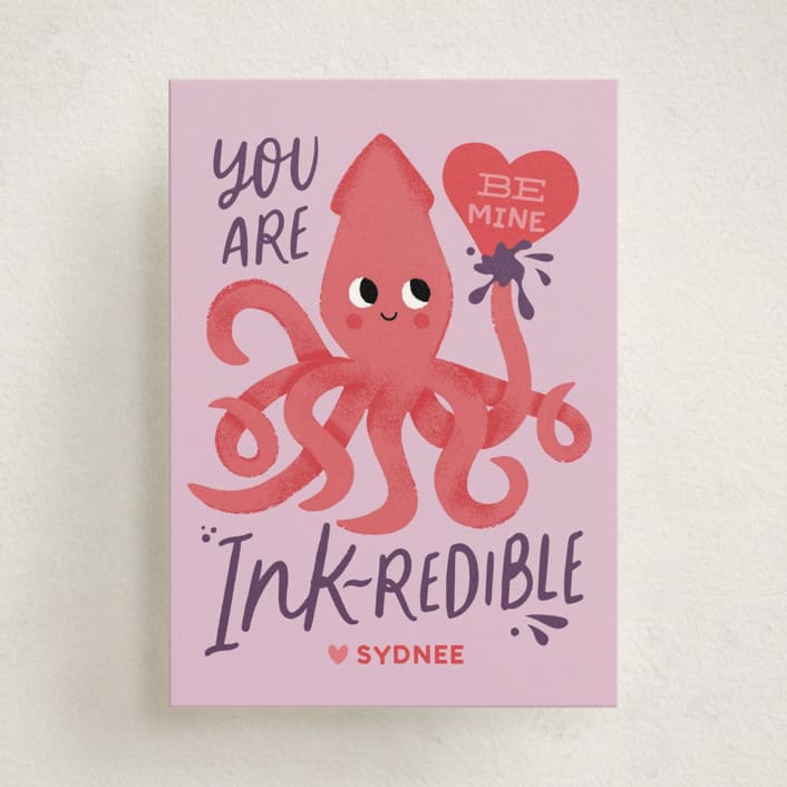 "Sweet Squid" - Classroom Valentines in Lilac by Jessie Steury - Front