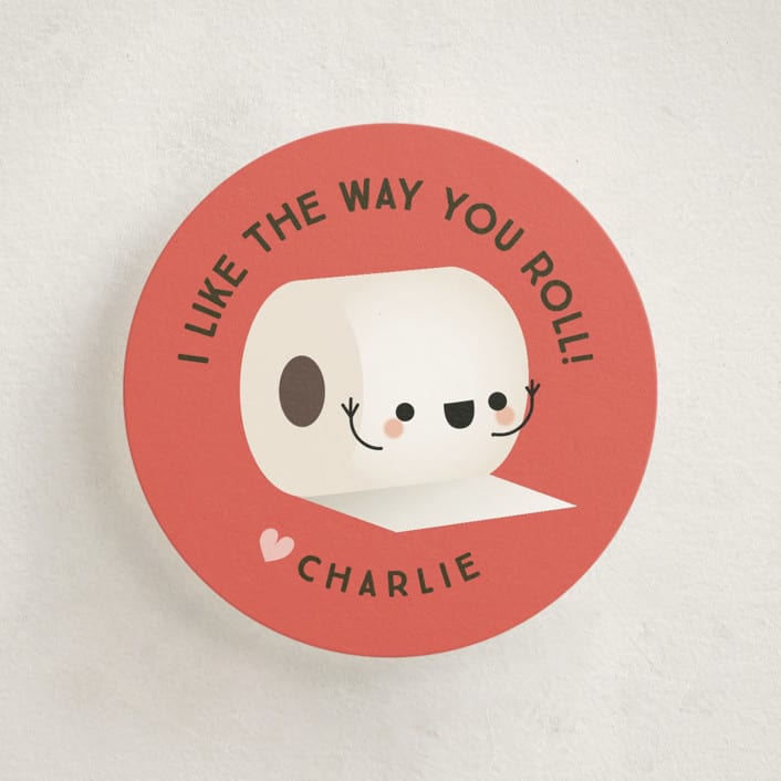 "I Like The Way You Roll" - Classroom Valentines in Cranberry by Itsy Belle Studio - Front