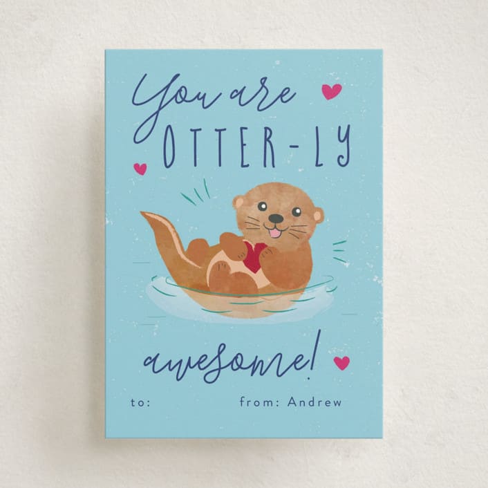 "otter-ly adorbable friend" - Classroom Valentines in Pool by Kanika Mathur - Front