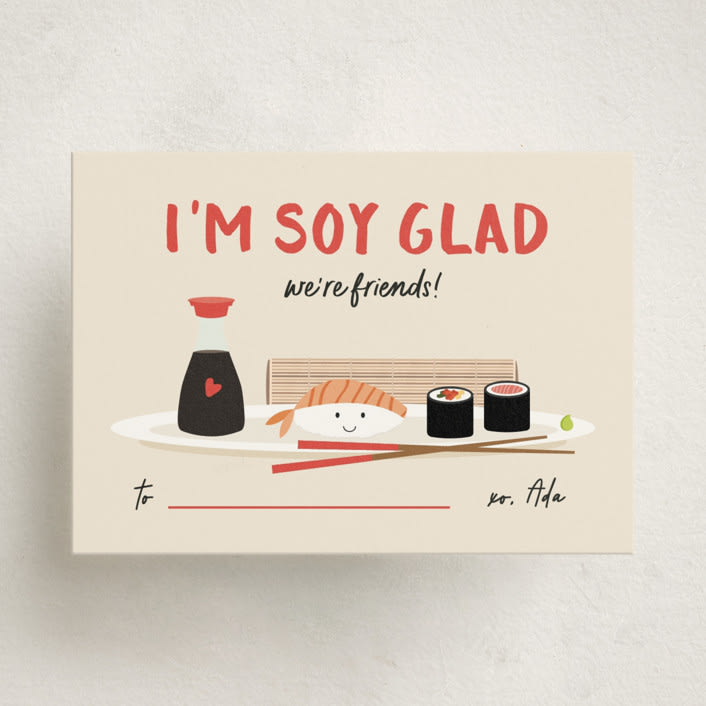 "Soy Glad" - Classroom Valentines in Soy Sauce by Christie Garcia - Front