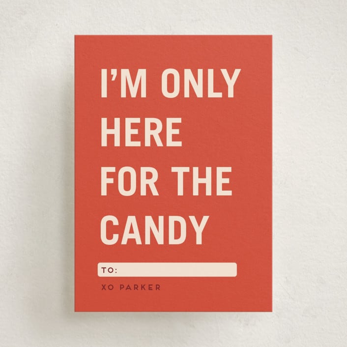 "Here for the Candy" - Classroom Valentines in Heart by Stephanie Hawkes - Front