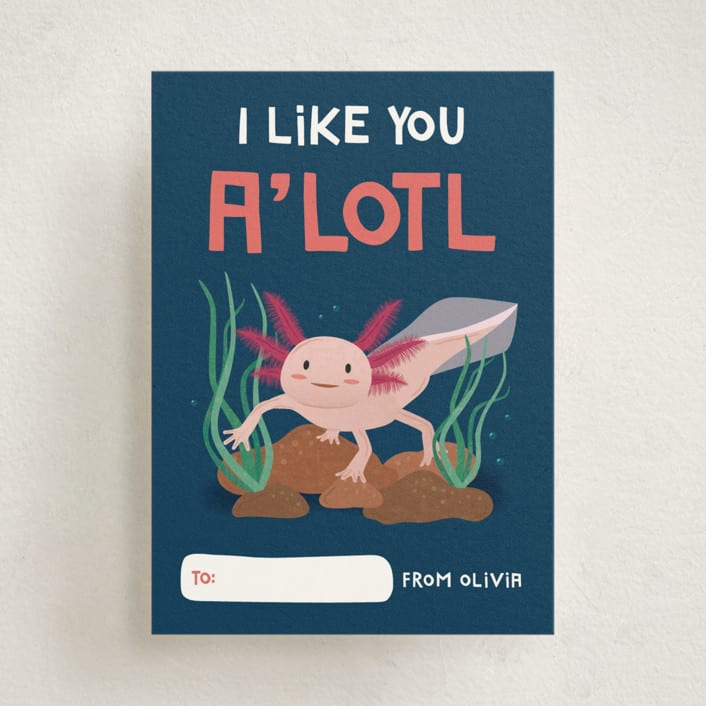 "A'Lotl" - Classroom Valentines in Fresh Water by Erica Krystek - Front