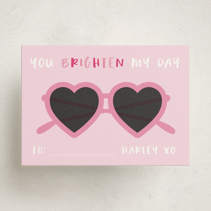 "Brighten" - Classroom Valentines in Bubblegum by Hudson meet Rose - Front