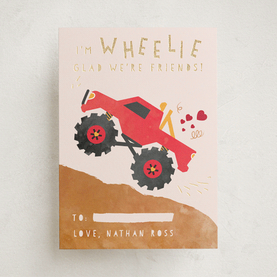 "wheelie truck" - Classroom Valentines in Berry by Kanika Mathur - Front
