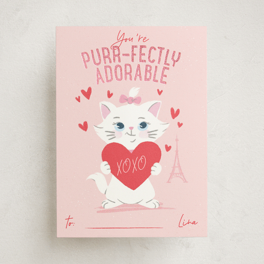 "Disney's Aristocats Adorable Marie" - Classroom Valentines in Rose by Leia Matt - Front
