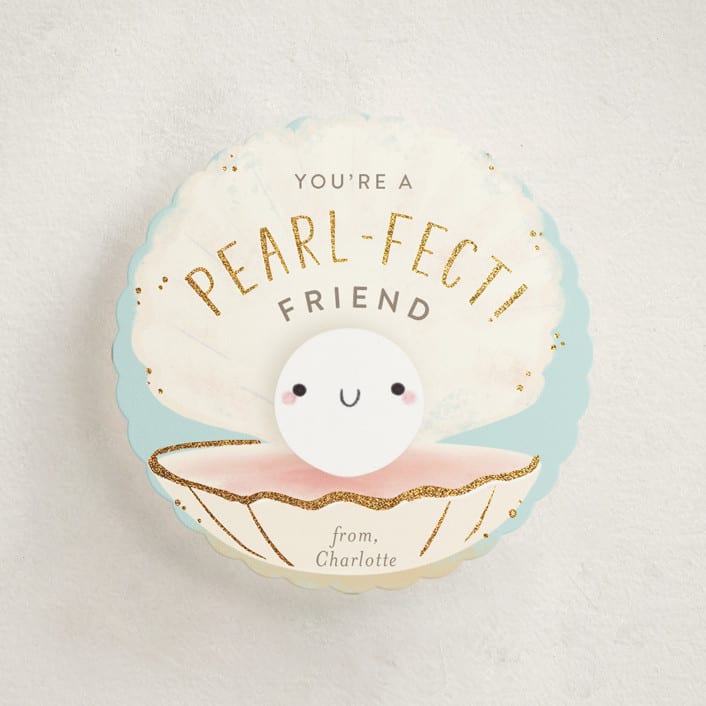 "Pearl-fect friend!" - Classroom Valentines in Sea by Itsy Belle Studio - Front