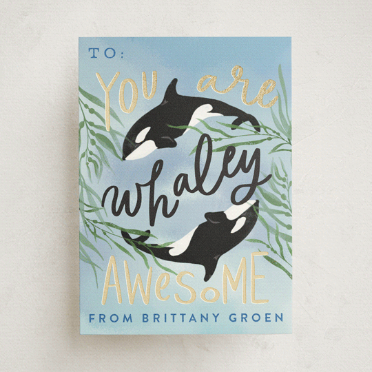 "Whaley Awesome" - Classroom Valentines in Whales by Alethea and Ruth - Front