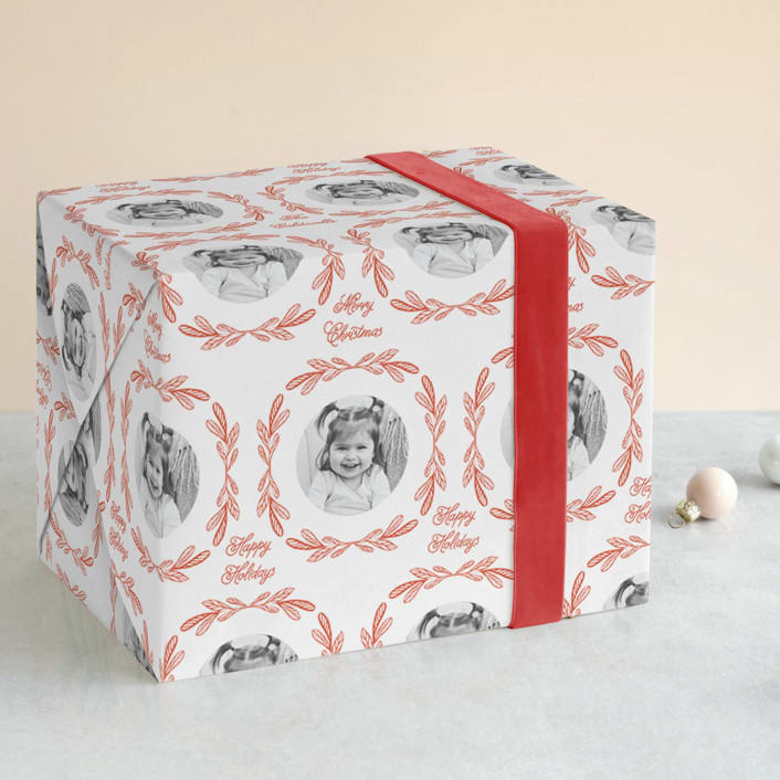 "Ornate Frame" - Personalized Wrapping Paper in Holly by Mansi Verma - Front