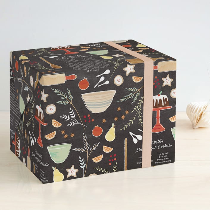 "Sugar & Spice" - Personalized Wrapping Paper in Chalkboard by Olivia Kanaley Inman - Front