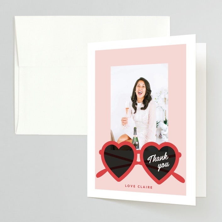 "Bachelorette Sunnies" - Bachelorette Party Thank You Cards in Rose by Hudson meet Rose - Front
