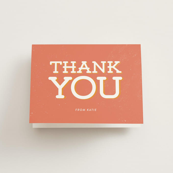 "Nash Bash" - Bachelorette Party Thank You Cards in Coral by Cindy Reynolds - Front