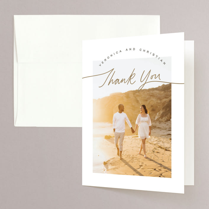"Scripted snapshot" - Engagement Party Thank You Cards in Lily by Creo Study - Front