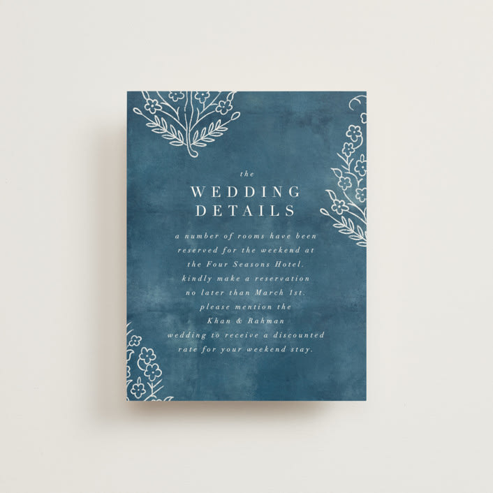 "Kantha Quilt" - Direction Cards in Indigo by Nazia Hyder - Front