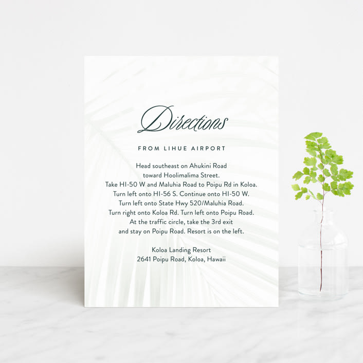 "Palm Layers" - Direction Cards in Palm Frond by Jill Means - Front