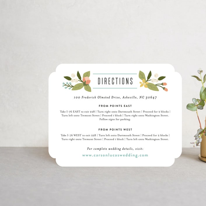 "Floral Ampersand" - Direction Cards in Sea Breeze by Jennifer Wick - Front