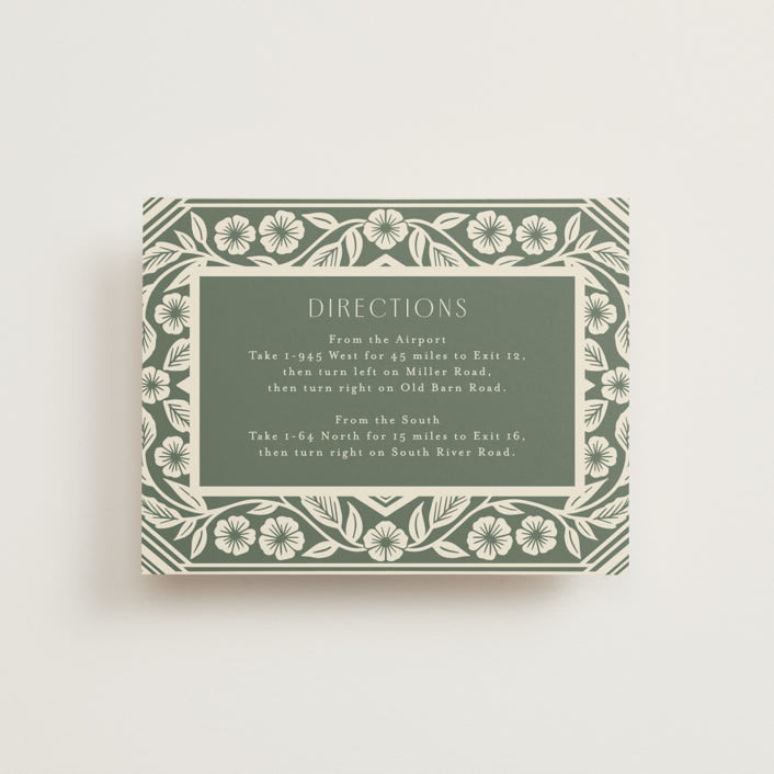 "Floral Diamond" - Direction Cards in Eucalyptus by Katharine Watson - Front