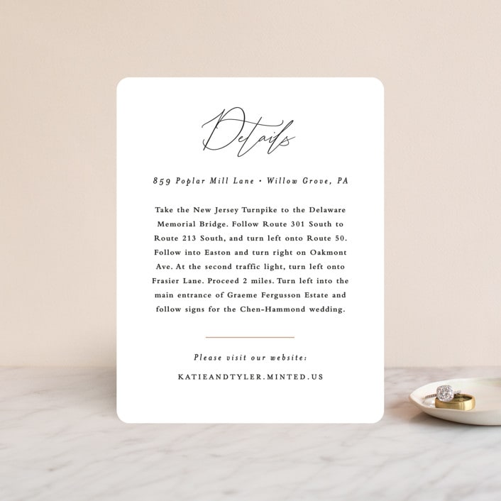 "Tallulah" - Direction Cards in Linen by Jennifer Wick - Front