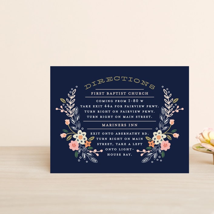 "Wildflower Crest" - Direction Cards in Navy by Alethea and Ruth - Front