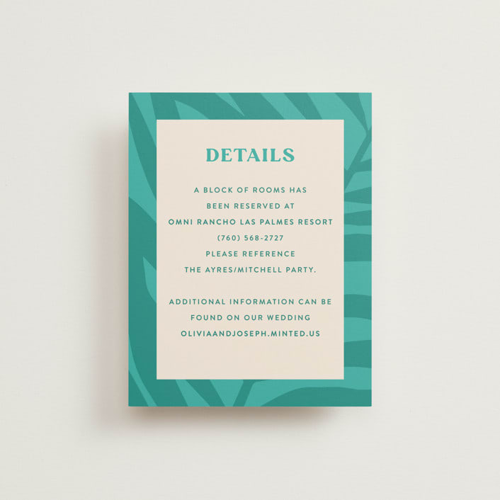 "The Palm" - Direction Cards in Flamingo by Pixel and Hank - Front