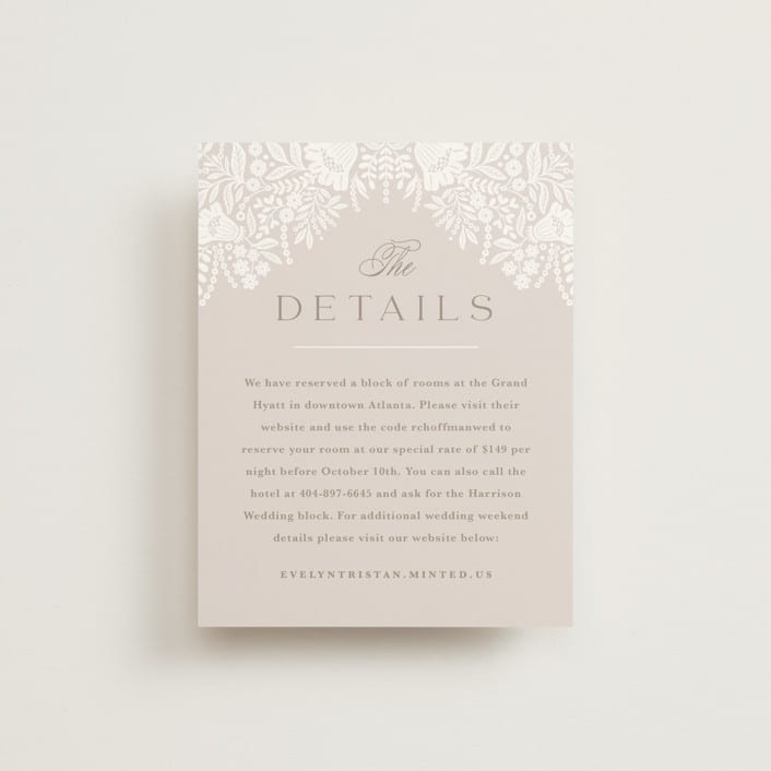 "Lace Trim" - Direction Cards in Cream by Kristen Smith - Front