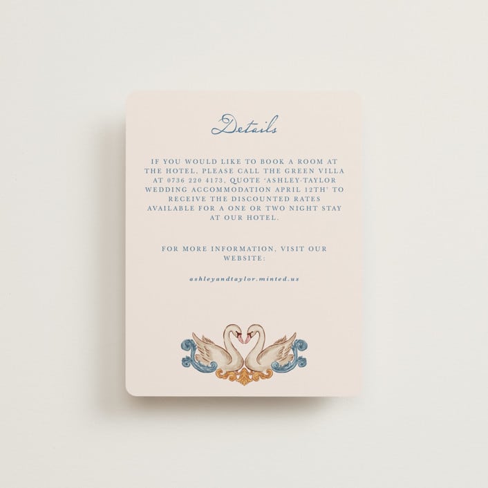 "Swan Crest" - Direction Cards in Royal by Cass Loh - Front