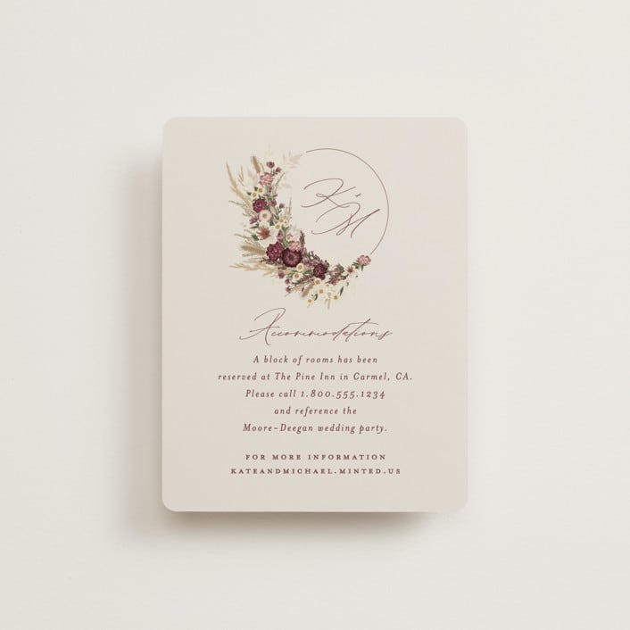 "Dried Floral Wreath" - Direction Cards in Cabernet by Erin Deegan - Front