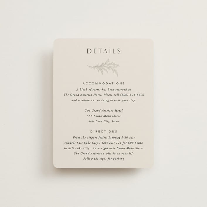 "Etched Frame" - Direction Cards in Eggshell by Robert and Stella - Front