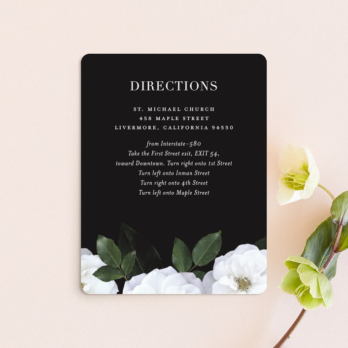 "Heirloom Roses" - Direction Cards in Ebony by Jill Means - Front