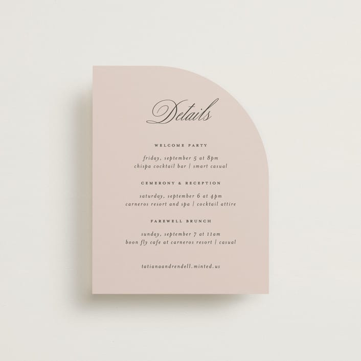 "Arch Monogram" - Direction Cards in Dusty Rose by Kelly Schmidt - Front