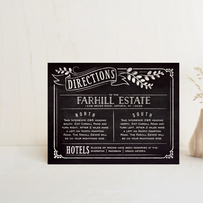"Slated Forever" - Direction Cards in Chalkboard by GeekInk Design - Front