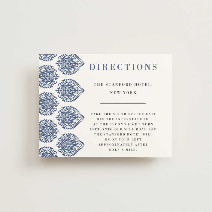 "Calcutta Stamp" - Direction Cards in Azure by Oma N. Ramkhelawan - Front