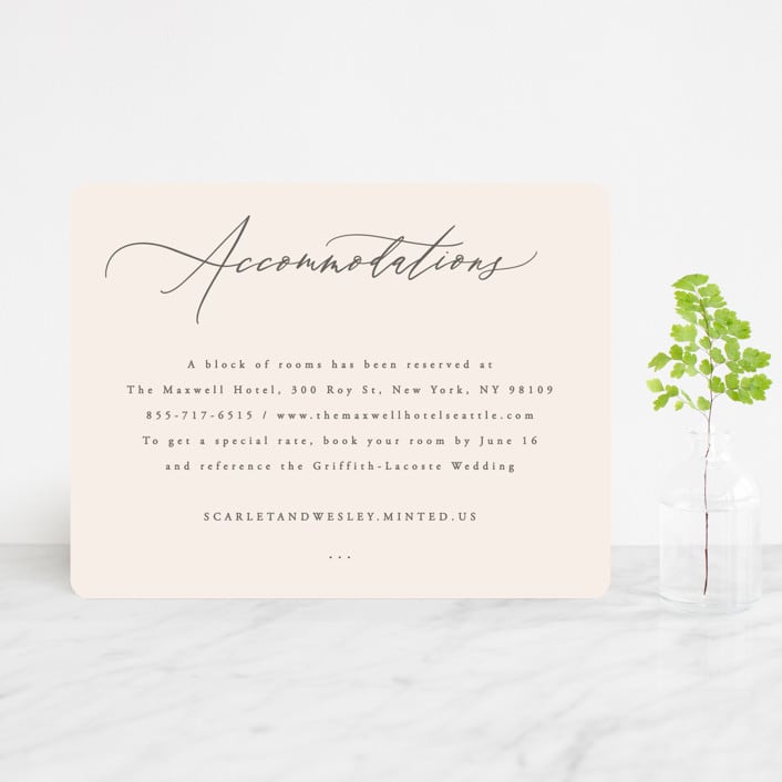 "Scarlet" - Direction Cards in Blush by Hooray Creative - Front