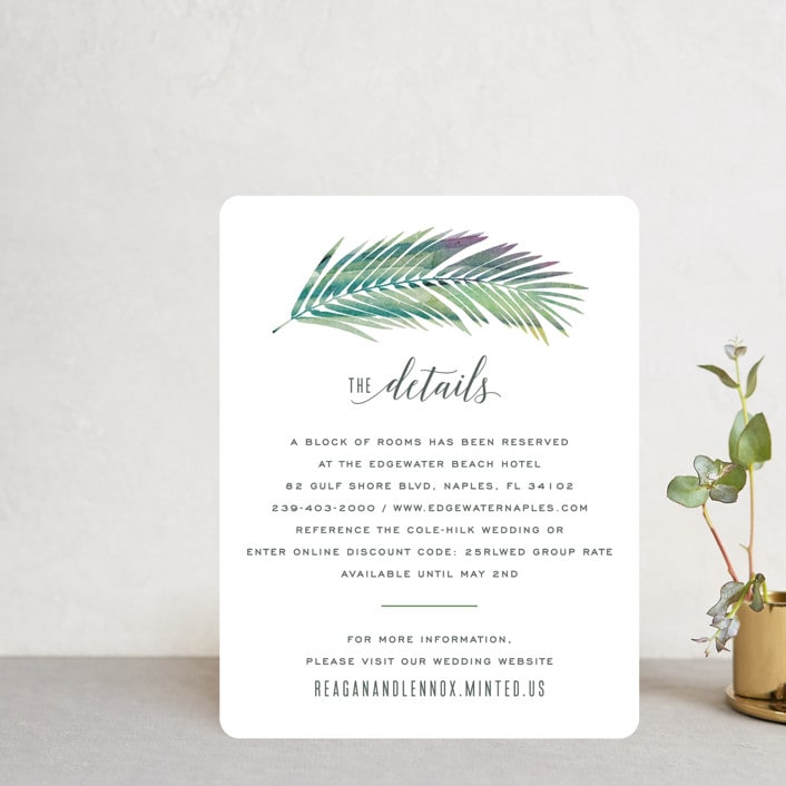 "Tropical Foliage" - Direction Cards in Fern by Hooray Creative - Front