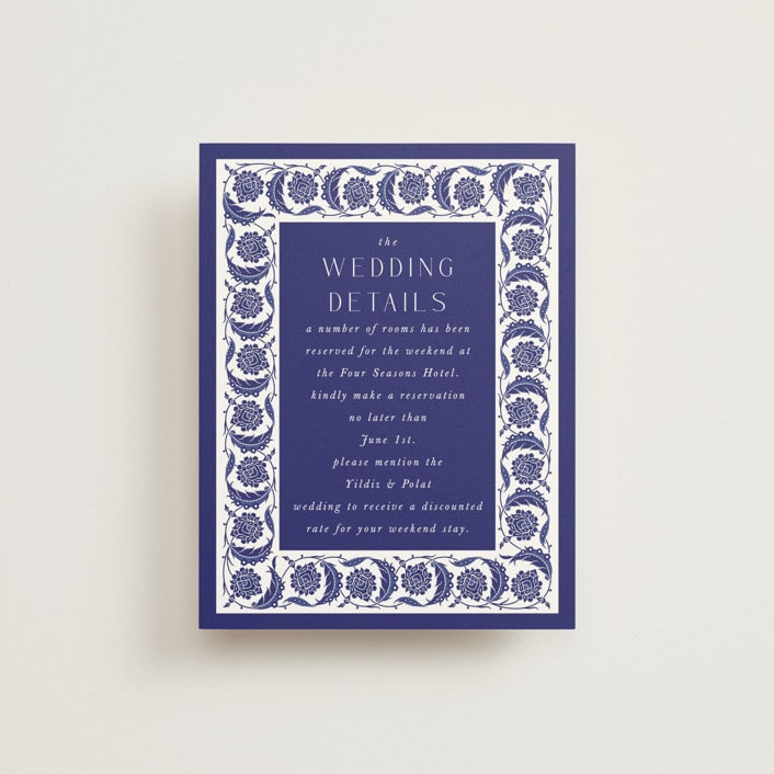 "Topkapi" - Direction Cards in Cobalt by Nazia Hyder - Front