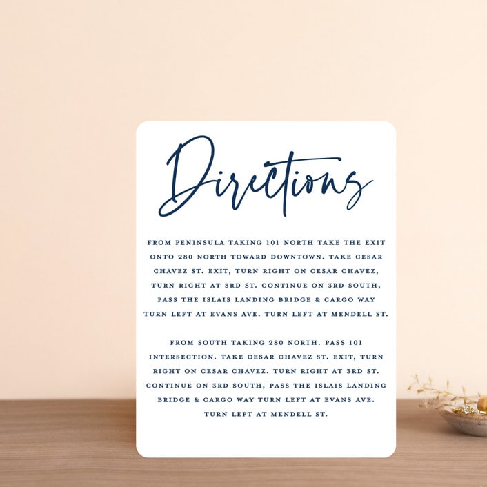 "Semi Formal" - Direction Cards in Navy by Kerry Doyle - Front