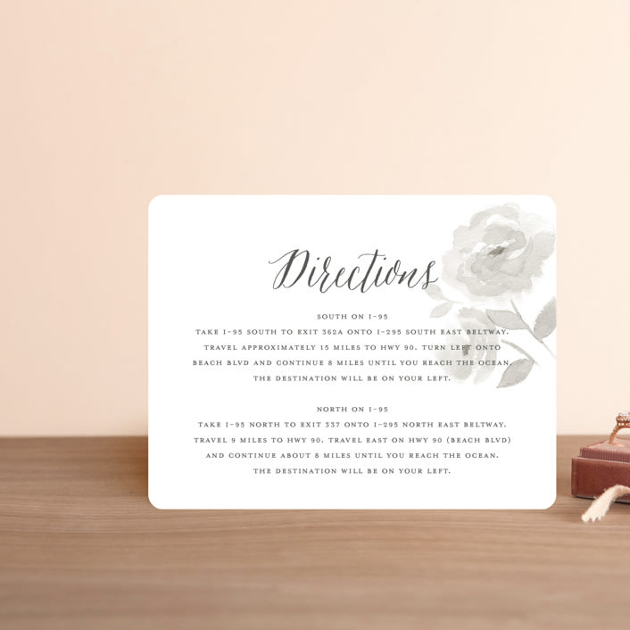 "Watercolor Floral" - Direction Cards in Fog by Jill Means - Front