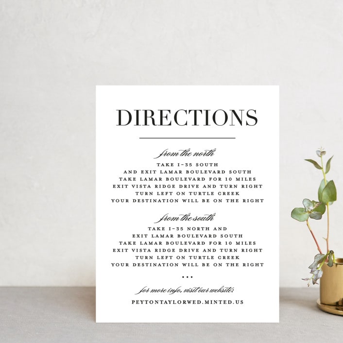 "Classic" - Direction Cards in Tuxedo by Lauren Chism - Front