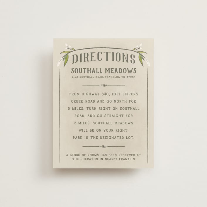 "Rustic Love" - Direction Cards in Parchment by GeekInk Design - Front