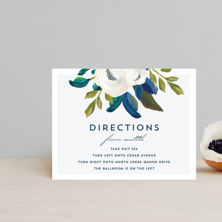 "Our Something Blue" - Direction Cards in Ocean by AK Graphics - Front